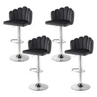 Bar Stool Kitchen Dining Counter Gaslift Chair Adjustable Velvet Grey