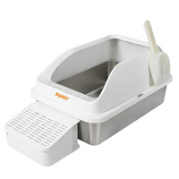 Stainless Steel Cat Litter Box Big Cats Kitten High Sided Easy Clean