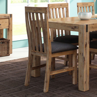 Wooden Frame Leatherette in Solid Wood Acacia & Veneer Dining Chairs in Chocolate