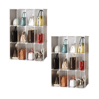 3 Tier Multifunctional PP Plastic Bag Box Portable Cubby DIY Storage Shelving Units Stackable Handbag Purse Organiser.