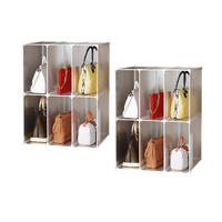 3 Tier Multifunctional PP Plastic Bag Box Portable Cubby DIY Storage Shelving Units Stackable Handbag Purse Organiser
