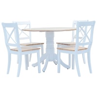 5 Piece Dining Set Solid Rubber Wood White