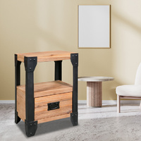 Converse Nightstand Solid Acacia Wood Steel 40x30x54 cm