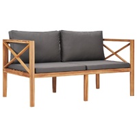 Garden Bench with Cushions Solid Teak Wood