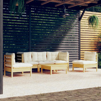 6 Piece Garden Lounge Set with Cushions Solid Pinewood