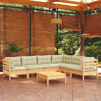 7 Piece Garden Lounge Set with Cushions Solid Pinewood