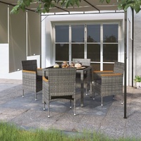 Garden Dining Set Poly Rattan and Tempered Glass