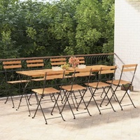 Folding Bistro Chairs Solid Wood Teak and Steel