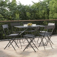 Folding Bistro Chairs Poly Rattan and Steel