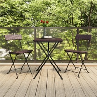 Folding Bistro Set Black Poly Rattan