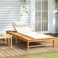Sun Lounger with Cushion and Pillow Solid Wood Acacia