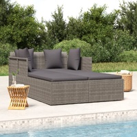 Sunbed with Cushions 182x118x63 cm Poly Rattan