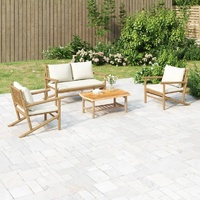 Garden Lounge Set with Cushions Bamboo