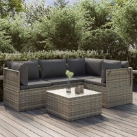 Garden Lounge Set with Cushions Grey Poly Rattan