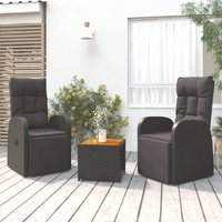 Garden Lounge Set Black Poly Rattan&Solid Wood Acacia
