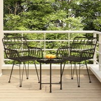 3 Piece Garden Dining Set Poly Rattan