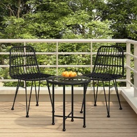 3 Piece Garden Dining Set Poly Rattan