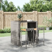 Bar Stools Poly Rattan and Solid Wood Acacia