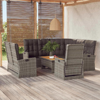 4 Piece Garden Lounge Set with Cushions Poly Rattan
