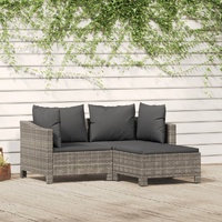 Garden Lounge Set with Cushions Grey Poly Rattan