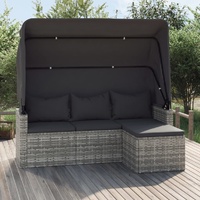 3-Seater Garden Sofa with Roof and Footstool Poly Rattan