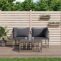 Garden Lounge Set with Cushions Anthracite Poly Rattan