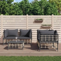 Garden Lounge Set with Cushions Anthracite Poly Rattan
