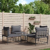 5 Piece Garden Lounge Set With Cushions Anthracite Poly Rattan