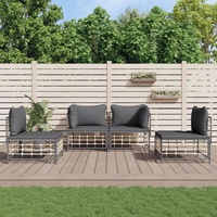 Garden Lounge Set with Cushions Anthracite Poly Rattan