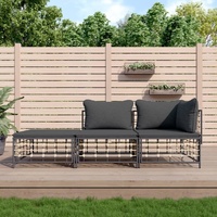 Garden Lounge Set with Cushions Anthracite Poly Rattan