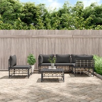 Garden Lounge Set with Cushions Anthracite Poly Rattan