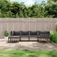 Garden Lounge Set with Cushions Anthracite Poly Rattan