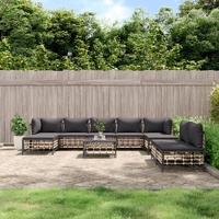10 Piece Garden Lounge Set With Cushions Anthracite Poly Rattan