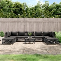 10 Piece Garden Lounge Set with Cushions Steel