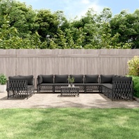 11 Piece Garden Lounge Set with Cushions Steel