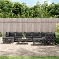 10 Piece Garden Lounge Set with Cushions Steel