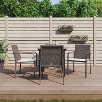 Garden Dining Set with Cushions Poly Rattan and Steel