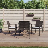 Garden Dining Set with Cushions Poly Rattan and Steel