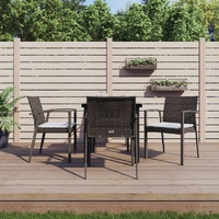 Garden Dining Set with Cushions Poly Rattan and Steel