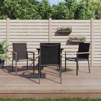 Garden Dining Set Black Textilene and Steel