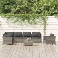 Garden Lounge Set with Cushions Grey Poly Rattan