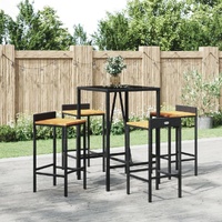 Garden Bar Set Poly Rattan& Solid Wood Acacia