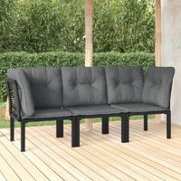 Garden Lounge Set Black and Grey Poly Rattan