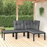 Garden Lounge Set Black and Grey Poly Rattan