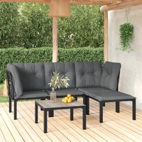 Garden Lounge Set Black and Grey Poly Rattan