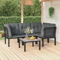 Garden Lounge Set Black and Grey Poly Rattan