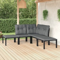 Garden Lounge Set Black and Grey Poly Rattan