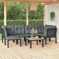 Garden Lounge Set Black and Grey Poly Rattan
