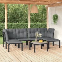 Garden Lounge Set Black and Grey Poly Rattan