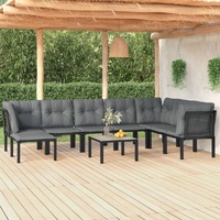 Garden Lounge Set Black and Grey Poly Rattan